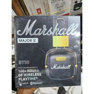 Marshall Major V BT50 Headphone - Wireless Over-Ear Noise Cancellation Headphones with Bluetooth 5.4, TF Card Slot, Built-in Mic, Comfortable Cushioned Ear Cups, Gaming Headphone - Compatible with Smartphones & Computers. WHITE (Marshall)