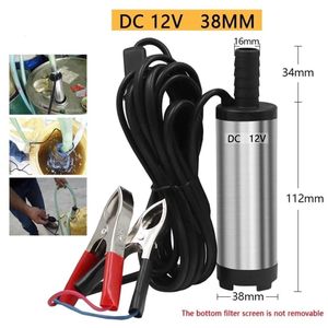 12V Electric Fuel Transfer Pump - Stainless Steel, 30L/min, Portable Submersible, Black/Silver