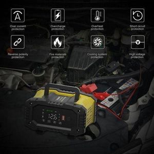 12V Intelligent Car Battery Charger SMART Fully Automatic Digital LEDJump Starter Power Pulse Repair Charger Display With Alligator Clip- 12V Intelligent Trickle Charger LCD For Car, Motorcycle, Lawn Mower Or Boat