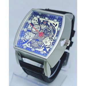 Men Luxury Black Leather Wristwatch + Free Bracelet