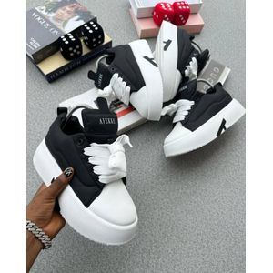 Stylish Black & White Platform Sneakers