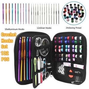 46-IN-1 USB LED Light Up Crochet Hooks Knitting Needles Weave Sewing Tools  Set