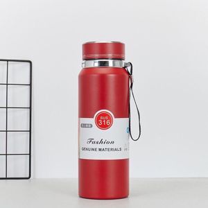 1 Litre  Stainless Steel Insulated Water Bottle, Large Capacity with Tea Separation, Portable for Outdoor Travel - Red Flasks