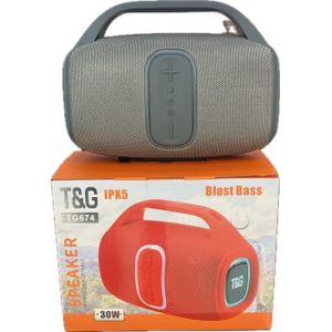 T&G New Design TG-674 Custom BT Speaker With Fm Radio Wireless Speakers Strong Bass Portable Party Stereo Outdoor Subwoofer with RGB Light (GREY) IPX5 30W