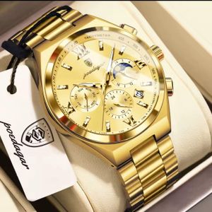 POEDAGAR  New Trend Chronograph Business Gold Men's Wrist Watch