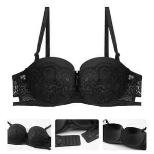 Ladies Bras Lace Sheer Sexy Lingerie Strapless Bra Underwired Brassiere B C  D DD