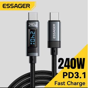 ESSAGER 240W USB C to USB C Fast Charging Cable - PD 3.1 - For MacBook Pro, iPad Pro, Samsung S26/S25 - Braided - 2M