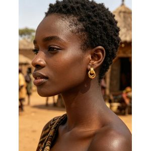 Gold Plated Interlocking Circle Earrings, Minimalist Dainty Stud Earrings for Women