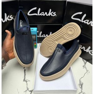 Clarks  Men’s Premium Navy-Blue Leather Slip-On Sneakers (LT307N)