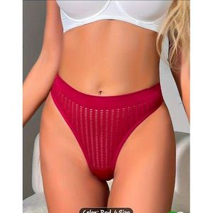 ONIBENZ 2pcs Breathable Perforated High Waist Women's Underwear Ladies Panties Comfortable Cotton Lingerie - Black and Red