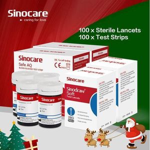 Sinocare Safe AQ Smart/Voice Only Diabetes Blood Glucose 100 Test Strips & 100 Lancets
