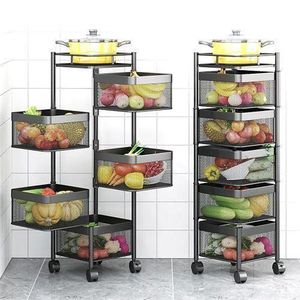 Rotatable Kitchen Multipurpose Storage Trolley Basket 5 Tier