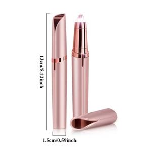 Electric Eyebrow Trimmer Painless Facial Hair Remover Portable Pen Style for Women Pink