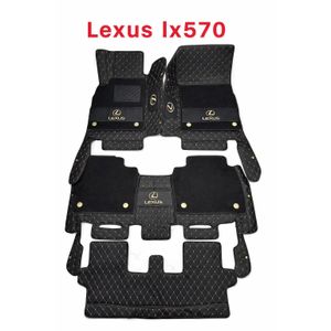 Premium Quality Double layered 7 seaters Floor mat For Lexus LX570- Black with Gold Sticthes