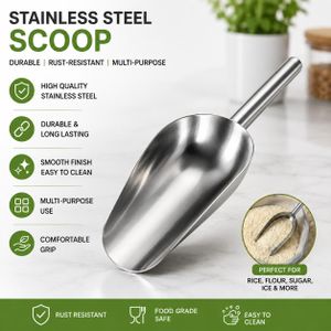Stainless Steel Ice Scoop - Kitchen Flour Grain Popcorn Utility Scoop