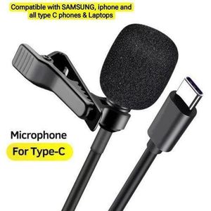 Fashion Phone Lavalier Type C Microphone Omni Typec Directional Condenser Lapel Tie Clip Mobile Pin Microphone mic For Android Phone And Iphone Video Recording (TypeCmic)