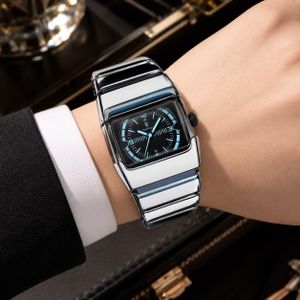 POEDAGAR Premium High Quality Hard Core Glass Stainless Steel Chronograph Silver WristWatch - Water Resistant