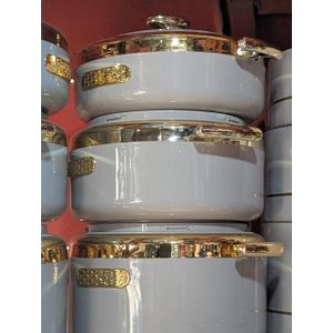 Insulated Casserole Food Warmer Set (Soft Grey & Gold Finish)