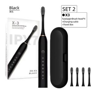 Couple Set Electric Toothbrushes for Adults - Soft Bristle Portable Waterproof Toothbrushes for Home Oral Cleaning