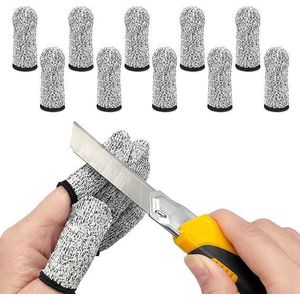 10pcs Breathable Cut Resistant Finger Cots Protection Reusable Durable Non Slip Finger Thumb Protector Gloves for Work Kitchen Garden Sculpture Grinding Stained Glass(Grey)