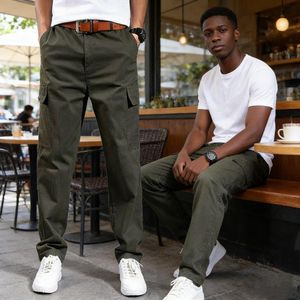 Dapperman Men's Casual Cargo Pants Durable Workwear Side Pockets Sports Joggers Trousers  - Green