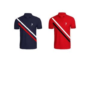 Ifit Wears Men's Breathable Quality Slant Design Polos - Navy Blue and Red