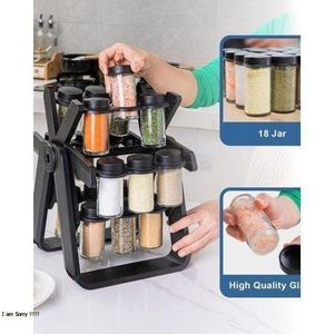 18 Jar Rotating Spice Rack - Ferries Wheel Space Saving & Spice Organizer