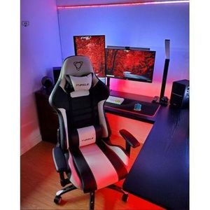 Executive Furgle Gaming Chair With Footrest_WHITE/BLACK