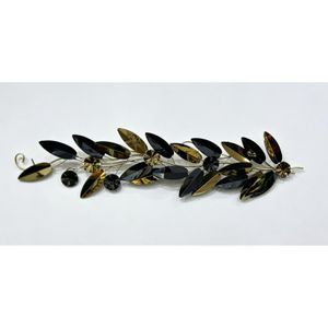Modern Black & Gold Laurel Branch Metal Wall Sculpture