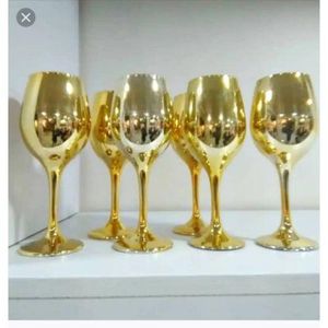 Lovely 6pcs Gold Wine Glasses