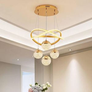 ESCLIGHTING 3-Light Luxury Crystal Basket Pendant Chandelier - Gold