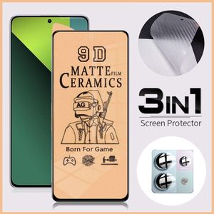 Xiaomi Mi Poco F5 F3 F4 X5 X4 X3 Pro M3 C65 Redmi Note 9 10 11 12 13 11S 10S 9S 10T 13C 12C 10A 11T 12T 13T 11 12 Lite 3 In 1 Ceramic Matte Soft Film+Back Camera Lens Tempered Glass+Back Carbon Fiber Film