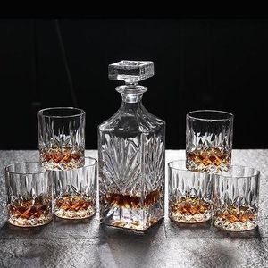 7 pcs Whiskey glass Set  + Free gift>> 6 cups, 1 decanter,   