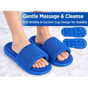2 Pairs Bathroom Silicone Slippers For Everyone (Blue)