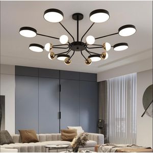 Nordic Elegant Modern LED Ceiling Light Chandelier – Black & Gold Multi-Head Flush Mount Lamp for Living Room, Bedroom & Dining Space