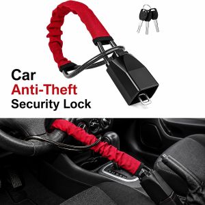 Universal Car Steering Wheel Lock Anti Theft Security Lock with Steel Cable and Seatbelt Buckle