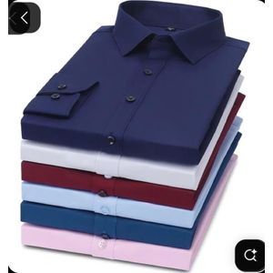 6in1 Corporate Men's Plain Long Sleeve Shirts For Man-Navy-Blue,White,Wine,Sky-Blue,Blue And Pink