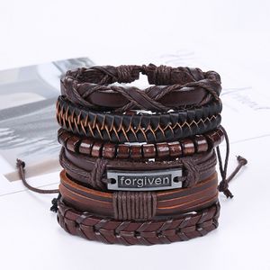 6pcs/set Fashionable Pu Leather Men's Bracelet Jewelry