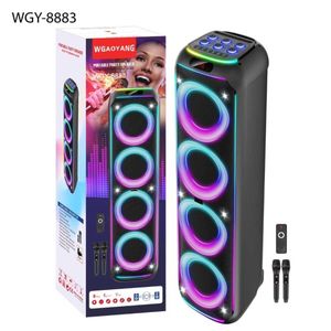 High power bass quadruple 8 inches rechargeable Bluetooth speaker with 2 wireless mic and remote control