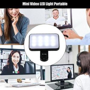 Led Rechargeable Fill Light Adjustable,For Phone Camera Vlog Conference With Clip black
