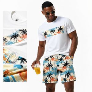 Dou-color Men's Hawaiian Set 2-in-1 T-shirt and Shorts - Multi Color