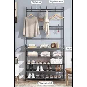 Multi-Layer Shoe Rack with Handbag Storage Size: 3 Column 7 Layer