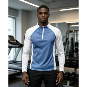 Men's Half-Zip Long Sleeve Quick-Dry Gym Shirt – Stretch Athletic Training Top