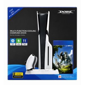 Dobe Multi-Function Cooling & Charging Dock for PS5, PS5 Slim & PS5 Pro – Dual Controller Charger & USB Hub – White