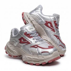 Unisex Grey And Red Chunky Canvas Sneakers – Premium Streetwear Sport Shoes (LT301R)