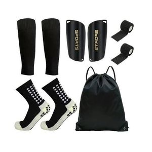 5Pcs Black Anti Slip Elastic Soccer Shin Guard Set, Breathable Football Socks Kit With Storage Bag For Adult Outdoor Sports Training Game