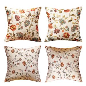 4 Pack Floral Pillow Covers 45x45cm, Country Style Throw Pillow Cases with Beautiful Flower Prints, Decorative Cushion Covers for Sofa Bed Living Room Bedroom