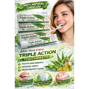 1PC ALOE VERA Advanced Triple Action Ultra Whiten Mint Toothpaste Brilliant White Gel Deep Clean Oral Care Teeth Brighten*ng Removes Stains Protects Gums Long Lasting Fresh Breath