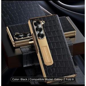 Samsung Galaxy Z Fold 5 Gold-plated Edge Protective Case Leathe Middle Axis Hinge 