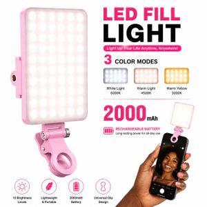 Pink Clip-On Pocket Fill Light, Rechargeable LED Selfie Light for Mobile Photography & Live Streaming